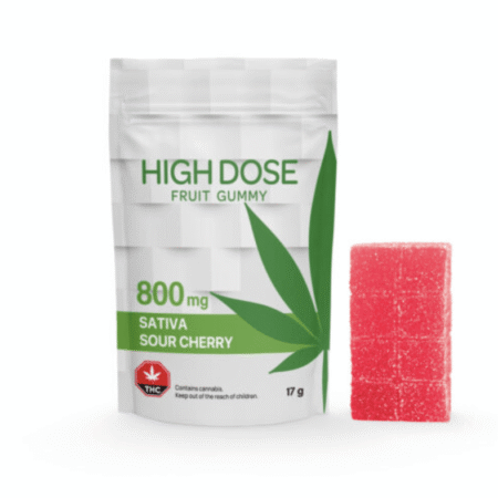 High Dose – Super Strength Sour Cherry Fruit Gummy 800mg (Sativa)