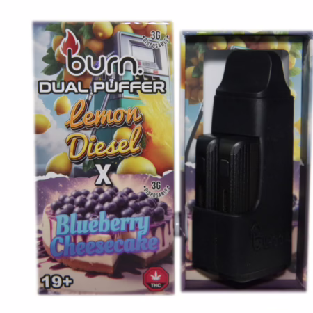 Burn Dual Puffer Pen - Lemon Diesel 3g (S) + Blueberry Cheesecake 3g (H)